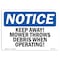 Signmission OSHA Sign, 7" H, Rigid Plastic, Keep Away! Mower Throws Debris When Operating! Sign, Landscape OS-NS-P-710-L-13785 - alternate 1